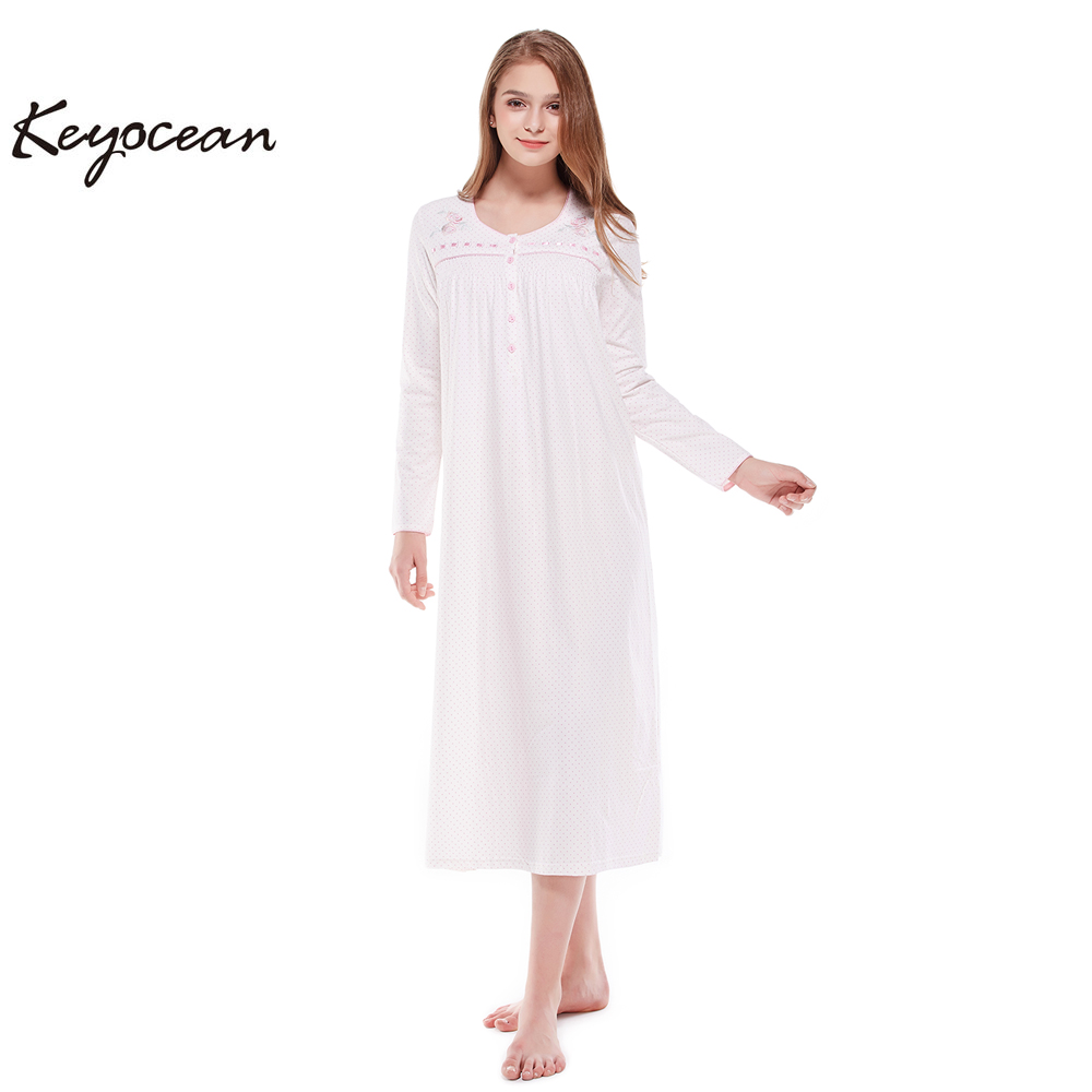 long sleeve cotton nightgown