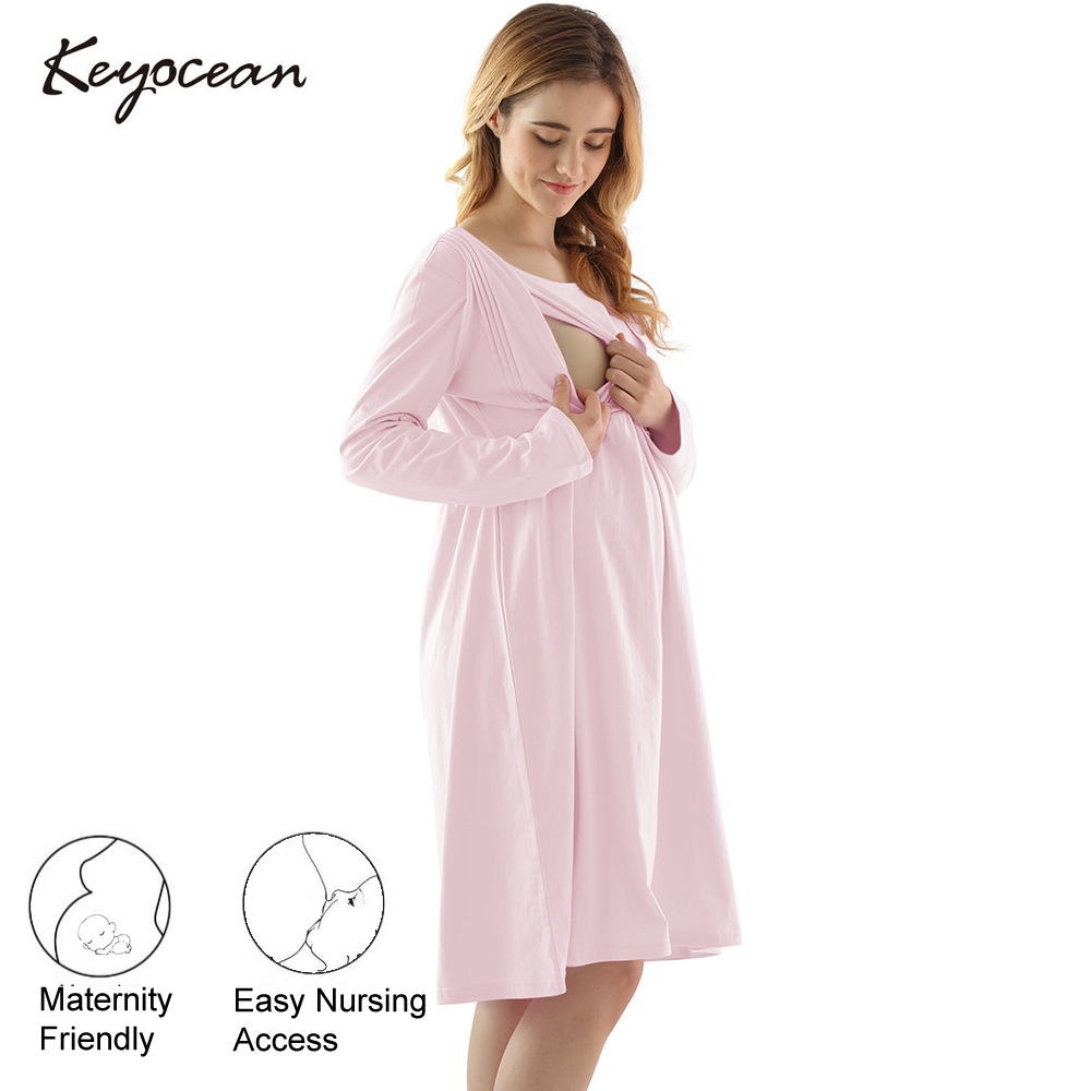 long sleeve maternity nightgown
